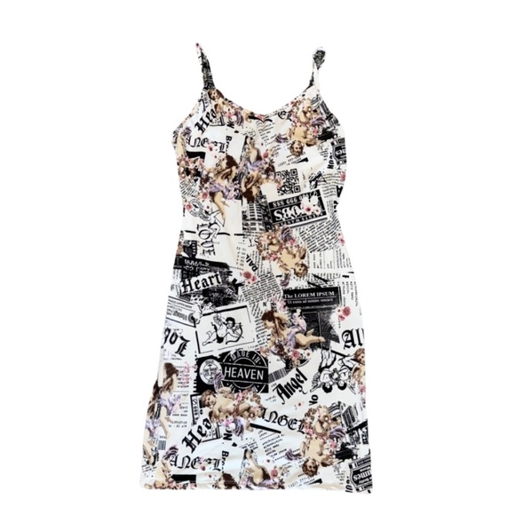 Almost Famous Black and White Sleeveless Mini Slip Dress - Picture 1 of 8